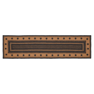 Farmhouse Jute Rug Runner - Rectangle Stencil Stars 24x78 - 840233906027