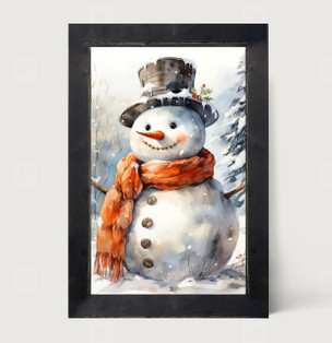 Snowman With Scarf - Black Frame  15x25 - 400000722689