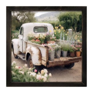 White Flower Truck - Black Frame 25x25 - 400000724843