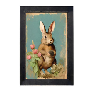 Pastel Bunny With Roses - Black Frame 15x25 - 400000724669