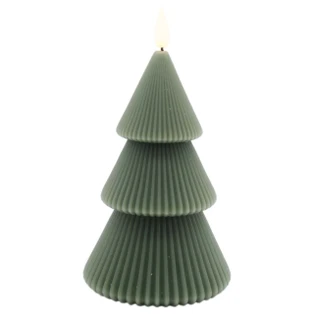 Dark Green Tiered Tree LED Timer Candle - Large 3.8x6.25 - 400000726229