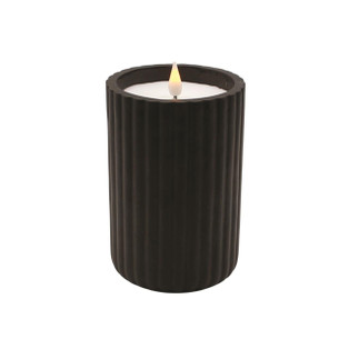 Black Ribbed Pottery LED Timer Candle - Pillar 4x6 - 400000726281