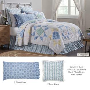 Jolie Queen Bundle - 1 Quilt, 2 Fabric Euro Shams, 2 Pillowcases - 400000901930