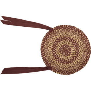 Burgundy Tan Jute Chair Pads - Set of 6 - 840528146114