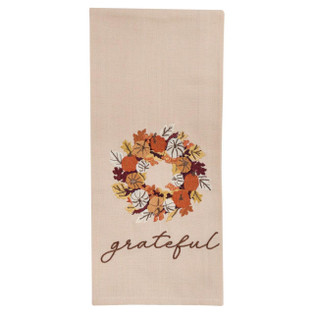 Pumpkin Wreath Embroidered Dishtowels - Set of 2 - 762242067196