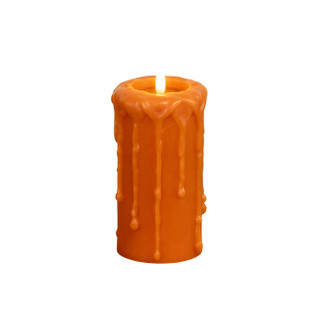 Orange Timer Candle - 6" Pillar 3D Flame - 840132975988