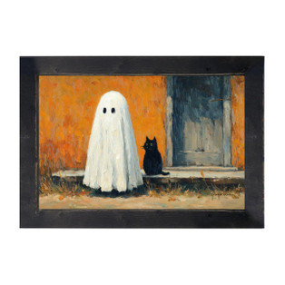 Halloween Friends Ghost and Witch - Black Frame 16x10 - Country