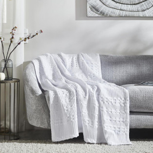 VHC Brands Waffle Weave White Throw Blanket - 50x60 - 840233931746