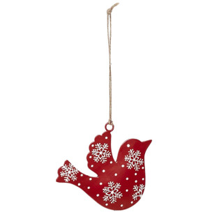 Falling Snow Red Bird Ornaments - Metal Set of 6 - 840233946535
