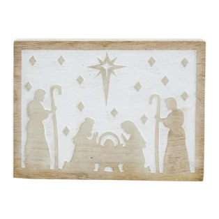Whitewashed In A Manger Natural Wooden Sign - 6x8 - 840233947518
