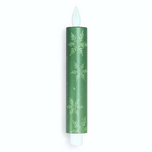 Green Snowflake Timer Candle - 1.5x8 LED Taper - 400000739311