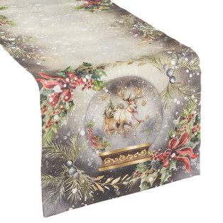 Snow Globe Reindeer Table Runner - 13x54 - 762242078031