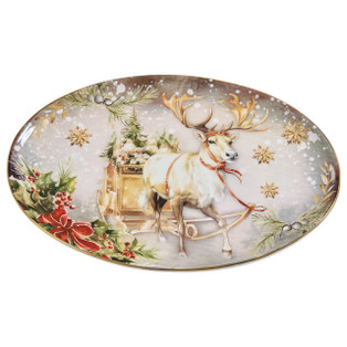 Snow Globe Reindeer Platter - 13.5x10 - 762242078062