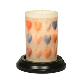 Candle Sleeve - Rainbow Burlap Hearts Vanilla - 400000741444