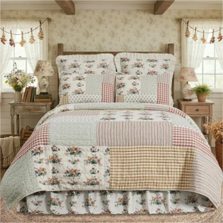 Rosehill Cottage Floral Gingham Quilt -
