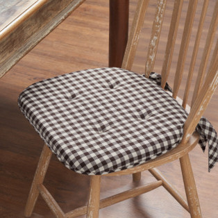 Coffee Brown Gingham Chair Pad - 840233957906