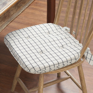 Black White Ivory Windowpane Chair Pad - 840233958002