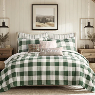 Camden Green Quilt Set - With Shams -
