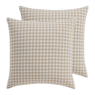 Camden Taupe Gingham Stitch Euro Sham - Set of 2 - 400000751061