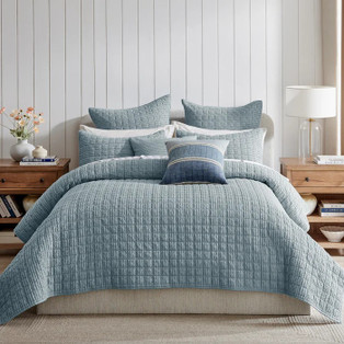 Cloud Waffle Chambray Quilt Set - With Shams -
