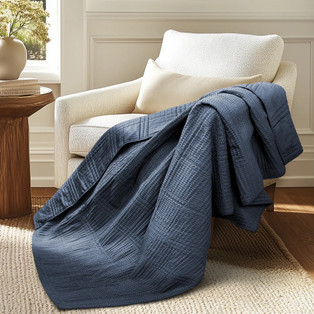 Cloud Waffle Throw - Navy - 400000752396