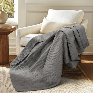 Cloud Waffle Throw - Grey - 400000752419