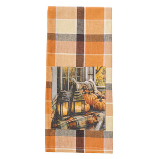 Rustic Fall Porch Lantern Patch Dishtowel - 762242086876