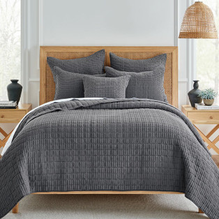 Mills Waffle Charcoal Quilt Set - With Shams -