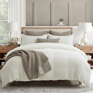 Mills Waffle Cream Duvet Set - With Shams -
