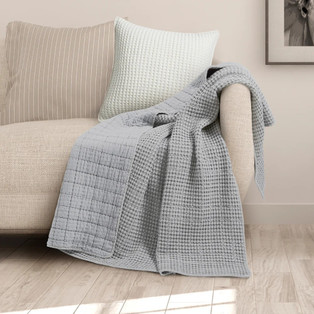 Mills Waffle Grey Quilted Throw - 400000759104