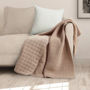 Mills Waffle Blush Quilted Throw - 400000759128