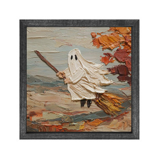 Ghost On Broom in Autumn - Black Frame 12.5x12.5 - 400000763422