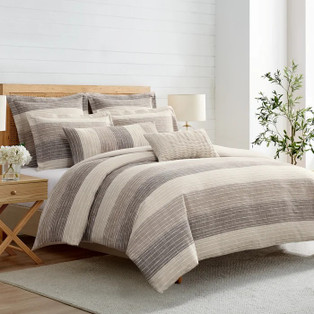 Sand Stripes Chocolate Comforter Set - With Shams -