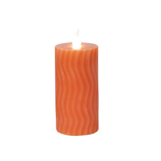Orange Short Wavy Timer Candle - 5" LED Pillar - 400000763538