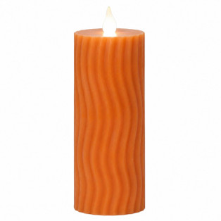 Orange Tall Wavy Timer Candle - 7" LED Pillar - 400000763545