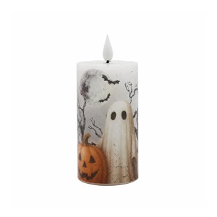 Ghost And Pumpkin Timer Candle - LED Votive  2x4 - 400000763897