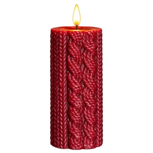 Red Sweater Timer Candle -  6" Pillar 3D Flame - 199787010682