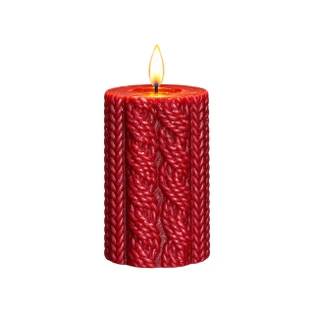 Red Sweater Timer Candle -  4" Pillar 3D Flame - 199787010668