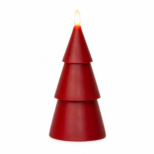 Red Smooth Tree Timer Candle - 7" 3D Flame - 840132996495