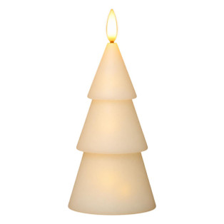 Cream Smooth Tree Timer Candle - 7.75" 3D Flame - 840132996389