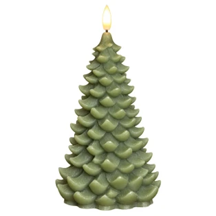 Dark Green Balsam Tree Timer Candle - 8" 3D Flame - 840132996426