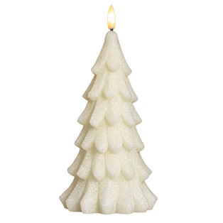 Cream Alabaster Pine Tree Timer Candle - 9.25" Shimmer 3D Flame - 199787010903