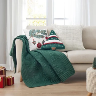 O Christmas Tree Throw - Quilted Green - 400000764566