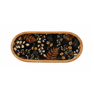 Timeless Flower And Fern Wood Bowl - Large Oval - 400000727592