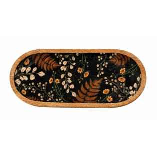 Timeless Flower And Fern Wood Bowl - Large Oval - Final Sale - 400000727592