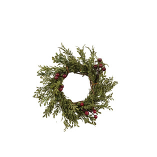 Mini Leaf Candle Ring With Berries - 7" - 400000766744