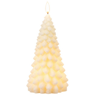 Cream Fir Tree Timer Candle - 9" Shimmer 3D Flame - 400000766768