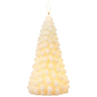 Cream Fir Tree Timer Candle - 9" Shimmer 3D Flame - 400000766768
