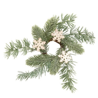 Old World Sparkle Pine & Snowflake Candle Ring - 12" - 400000766799