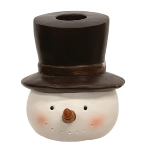 Top Hat Snowhead Candle Holder - Resin Taper 3.75" - 400000766836